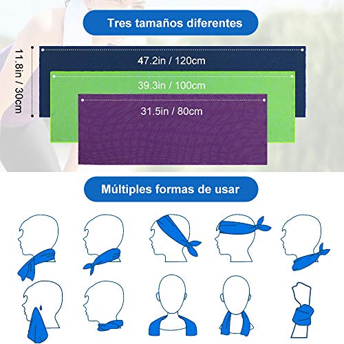 Zacro 3pcs Toalla de Refrigeración Toallas Deportivas, Toalla de Microfibra Súper Antibacteriana, Toallas Secado Rápido para Deportes, Yoga, Pilates, Gimnasio, Camping, Viajes y Playa - Multi-Tamaño Zacro 3pcs Toalla de Refrigeración Toallas Deportivas, Toalla de Microfibra Súper Antibacteriana, Toallas Secado Rápido para Deportes, Yoga, Pilates, Gimnasio, Camping, Viajes y Playa - Multi-Tamaño
