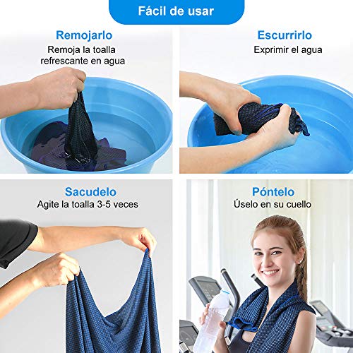 Zacro 3pcs Toalla de Refrigeración Toallas Deportivas, Toalla de Microfibra Súper Antibacteriana, Toallas Secado Rápido para Deportes, Yoga, Pilates, Gimnasio, Camping, Viajes y Playa - Multi-Tamaño