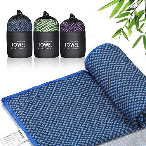 Zacro 3pcs Toalla de Refrigeración Toallas Deportivas, Toalla de Microfibra Súper Antibacteriana, Toallas Secado Rápido para Deportes, Yoga, Pilates, Gimnasio, Camping, Viajes y Playa - Multi-Tamaño