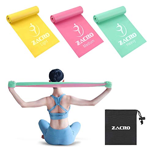 Zacro Bandas Elasticas Fitness 3 Pcs, 1.8M Banda de Resistencia de Fitness para Hombres y Mujeres, Ideal para Yoga, Pilates, Crossfit, Estiramiento, Entrenamiento de Fuerza, Culturismo, Fisioterapia