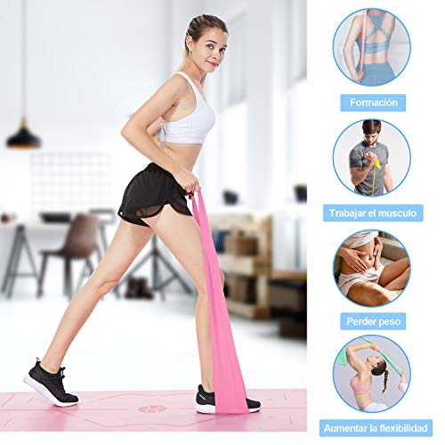 Zacro Bandas Elasticas Fitness 3 Pcs, 1.8M Banda de Resistencia de Fitness para Hombres y Mujeres, Ideal para Yoga, Pilates, Crossfit, Estiramiento, Entrenamiento de Fuerza, Culturismo, Fisioterapia