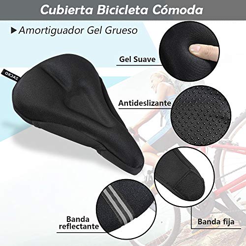 Zacro Cubierta de Gel Sillin Bicicleta, Cubierta de Asiento de Bicicleta, Cubre Sillines Bicicleta Gel Suave 11.2 * 7.2 in, Cojín Sillín Bici Suave, Impermeable y Anti-Polvo, Negro