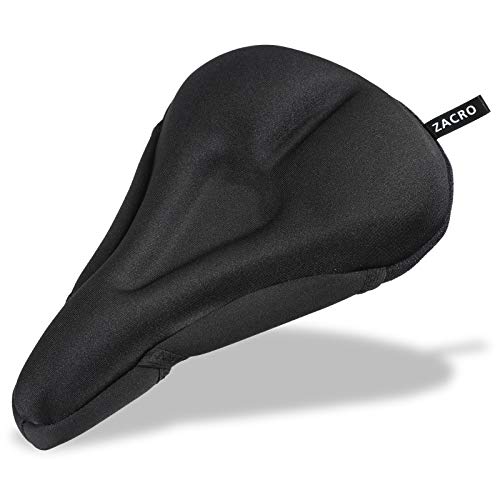 Zacro Cubierta de Gel Sillin Bicicleta, Cubierta de Asiento de Bicicleta, Cubre Sillines Bicicleta Gel Suave 11.2 * 7.2 in, Cojín Sillín Bici Suave, Impermeable y Anti-Polvo, Negro