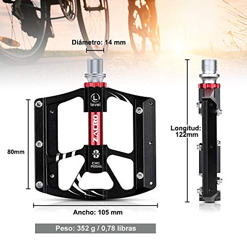 Zacro Pedales Bicicleta MTB de Montaña,Aluminio Antideslizante Pedales Ciclismo Durable,3 cojinetes para Bicicleta de Carretera BMX MTB Road Bicycle 9/16 Pulgadas Zacro Pedales Bicicleta MTB de Montaña,Aluminio Antideslizante Pedales Ciclismo Durable,3 cojinetes para Bicicleta de Carretera BMX MTB Road Bicycle 9/16 Pulgadas