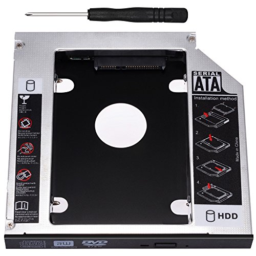 Zacro SATA HDD HD SATA Segundo 2.5 '' Disco Duro Caddy/Optical Bahía de Disco Duro SATA de 12,7 mm Portátil de CD/DVD-ROM de HP Sony Acer IBM ASUS Fujitsu Toshiba etc