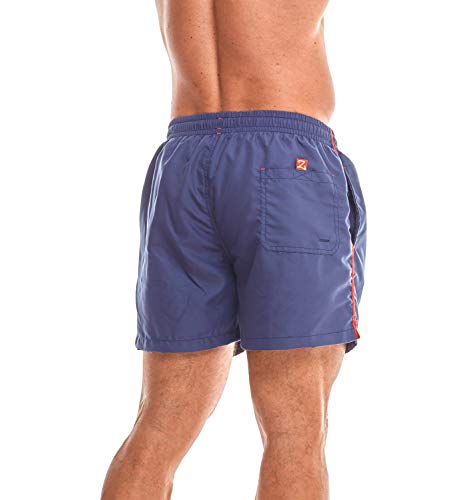 Zagano Milan - Bañador para hombre con bolsillos laterales y bolsillo trasero, pantalones cortos modernos para natación, tiempo libre, deportes acuáticos, en color azul cobalto, talla S
