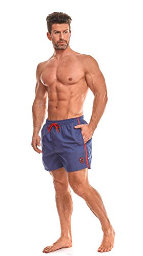 Zagano Milan - Bañador para hombre con bolsillos laterales y bolsillo trasero, pantalones cortos modernos para natación, tiempo libre, deportes acuáticos, en color azul cobalto, talla S