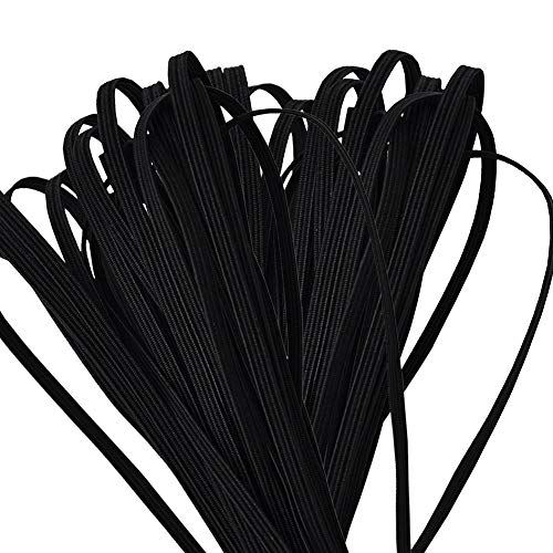 ZAKASA 3mm 30Metros Cuerda Elastica, Negro Plana Bandas Elástica Cintas para Costura Y Manualidades DIY Cordon