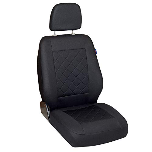 Zakschneider Fundas De Asiento para Mercedes Sprinter -2005 - Funda Delantera Sillón del Conductor - Color Premium Cuadrados Negros