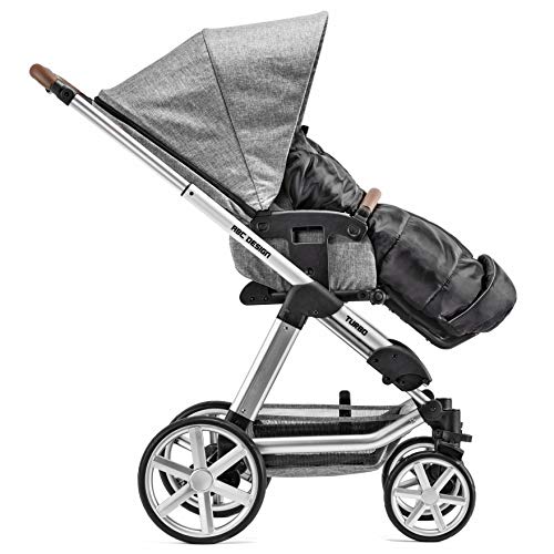 Zamboo Saco Silla Paseo Universal Invierno - Saco para Cochecito bebe antideslizante, forro polar térmico Deluxe, capucha tipo momia, reflectores y bolsa - Negro/gris