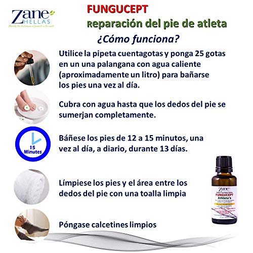 Zane Hellas FunguCept Solución de reparación para Atletas. Alivia la picazón, el Ardor, Las Grietas y Las Escamas. Detener el Mal Olor. Resultados visibles en 5 días. 1 Onza líquida - 30 ml. Zane Hellas FunguCept Solución de reparación para Atletas. Alivia la picazón, el Ardor, Las Grietas y Las Escamas. Detener el Mal Olor. Resultados visibles en 5 días. 1 Onza líquida - 30 ml.