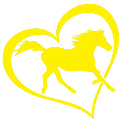 Zaosan Caballo corazón Pegatina de Vinilo Pegatina Ventana de Coche Parachoques Pared Amor símbolo Pony niño Dormitorio Pegatina de Pared decoración Amarillo 58x58cm