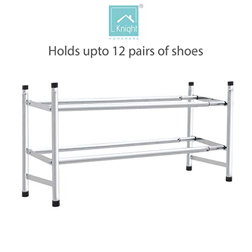 ZAPATERO DE METAL ESTANTERIA METALIZA PARA ZAPATOS EXTENSIBLE 62 A 115 CM 2 BALDAS HASTA 12 PARES