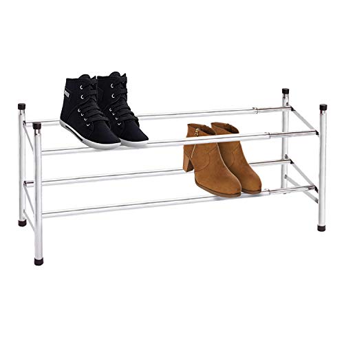 ZAPATERO DE METAL ESTANTERIA METALIZA PARA ZAPATOS EXTENSIBLE 62 A 115 CM 2 BALDAS HASTA 12 PARES