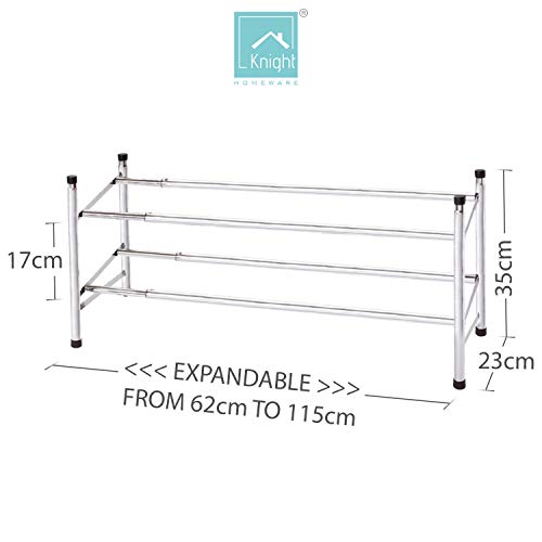 ZAPATERO DE METAL ESTANTERIA METALIZA PARA ZAPATOS EXTENSIBLE 62 A 115 CM 2 BALDAS HASTA 12 PARES