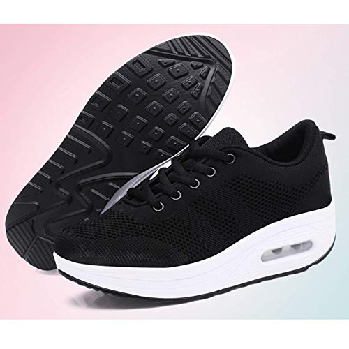 Zapatillas cuña Mujer Deportivas cuña Mujer Zapatos Deporte Gimnasio Zapatillas de Running Ligero Sneakers Cómodos Fitness Zapatos de Trabajo Negro A 40EU