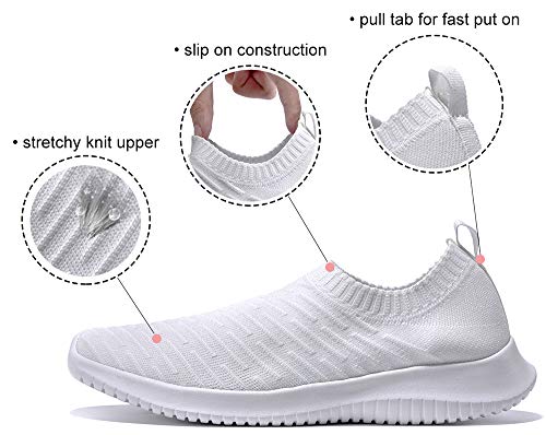 Zapatillas de Andar MAIITRIP para Mujer Zapatillas Antideslizantes Zapatillas de Tenis sin Cordones Entrenador Cómodo Malla de Punto Calcetín Ligero de Lactancia Pie Tenis Blanco Tamaño 6