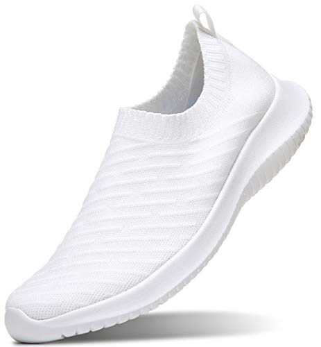 Zapatillas de Andar MAIITRIP para Mujer Zapatillas Antideslizantes Zapatillas de Tenis sin Cordones Entrenador Cómodo Malla de Punto Calcetín Ligero de Lactancia Pie Tenis Blanco Tamaño 6