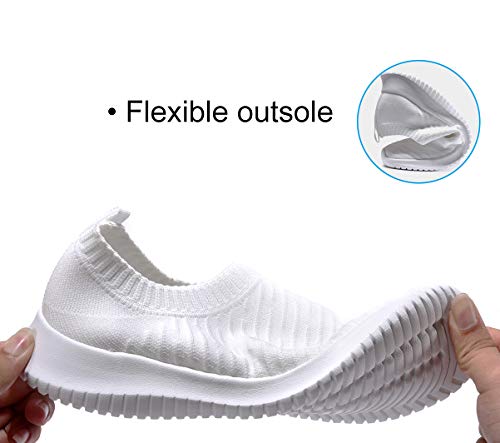 Zapatillas de Andar MAIITRIP para Mujer Zapatillas Antideslizantes Zapatillas de Tenis sin Cordones Entrenador Cómodo Malla de Punto Calcetín Ligero de Lactancia Pie Tenis Blanco Tamaño 6