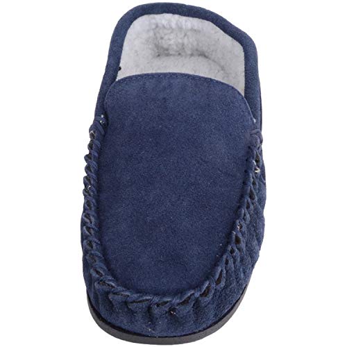 Zapatillas de andar por casa para hombre tipo mocasín con forro polar en el interior y suela de goma antideslizante, color Azul, talla 41 EU