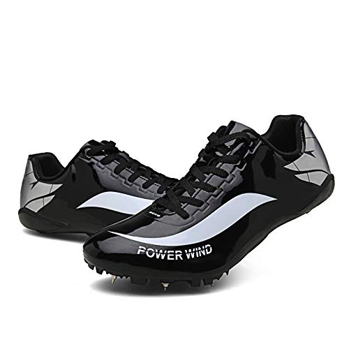 Zapatillas De Atletismo para Hombres, Zapatillas Clavos para Correr Livianos 8 Clavos para Sprint Junior Unisex Zapatos De Salto Largo Competencia Transpirable Dedicado,Negro,43EU
