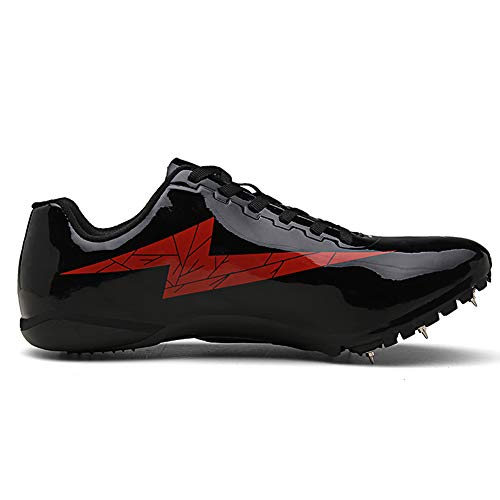 Zapatillas De Atletismo para Hombres, Zapatillas Clavos para Correr Livianos 8 Clavos para Sprint Junior Unisex Zapatos De Salto Largo Competencia Transpirable Dedicado,Negro,43EU