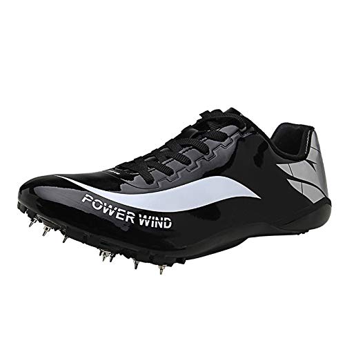 Zapatillas De Atletismo para Hombres, Zapatillas Clavos para Correr Livianos 8 Clavos para Sprint Junior Unisex Zapatos De Salto Largo Competencia Transpirable Dedicado,Negro,43EU