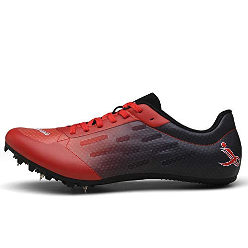 Zapatillas De Atletismo Unisex Zapatillas De Correr Con Clavos Para Hombre Mujer Zapatillas De Atletismo Atléticas Zapatillas De Carrera Con 7 Espigas Niños Niñas,Rojo,36EU