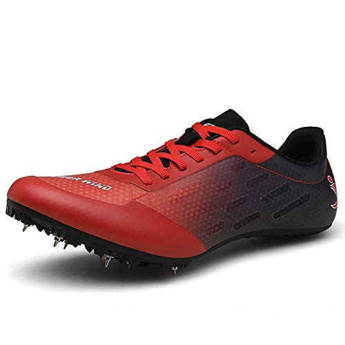 Zapatillas De Atletismo Unisex Zapatillas De Correr Con Clavos Para Hombre Mujer Zapatillas De Atletismo Atléticas Zapatillas De Carrera Con 7 Espigas Niños Niñas,Rojo,36EU