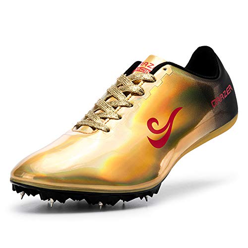 Zapatillas De Atletismo Unisex Zapatillas De Correr Con Clavos Para Hombre Mujer Zapatillas De Atletismo Atléticas Zapatillas De Carrera Con 8 Espigas Niños Niñas,Oro,37EU Zapatillas De Atletismo Unisex Zapatillas De Correr Con Clavos Para Hombre Mujer Zapatillas De Atletismo Atléticas Zapatillas De Carrera Con 8 Espigas Niños Niñas,Oro,37EU