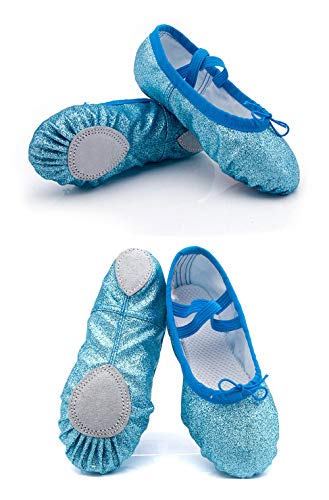 Zapatillas de Ballet para niñas, Suela Suave con Purpurina, Zapatillas Planas para Yoga, Zapatillas de Gimnasio, Azul, Rosa, para niños, Mujeres, Zapatillas de Baile de Ballet de Jazz, Talla 24-44-A