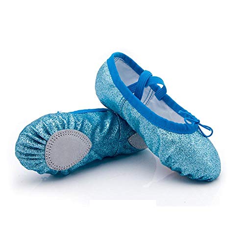 Zapatillas de Ballet para niñas, Suela Suave con Purpurina, Zapatillas Planas para Yoga, Zapatillas de Gimnasio, Azul, Rosa, para niños, Mujeres, Zapatillas de Baile de Ballet de Jazz, Talla 24-44-A