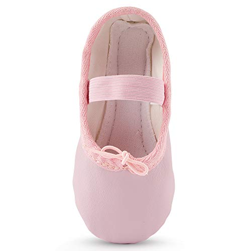 Zapatillas de Danza Cuero Zapatos de Ballet y Gimnasia Baile para Niña y Mujer Rosa 26