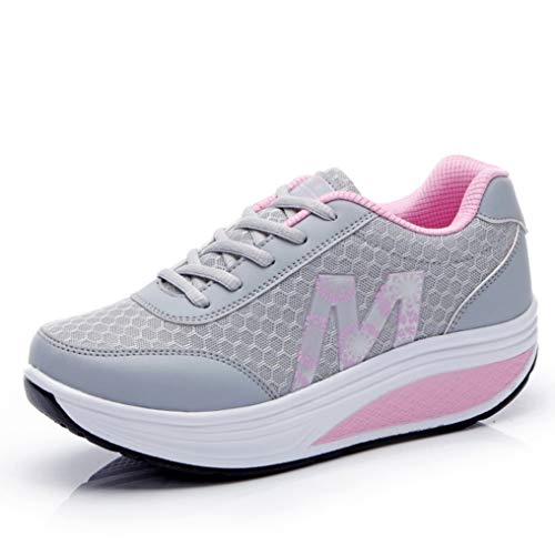 Zapatillas De Deporte De Mujer Plataforma Cuña Tonificadora Calzado Deportivo Ligero Mallas Transpirables Pisos para Trotar Adelgazantes Entrenadores De Swing