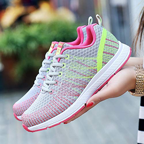 Zapatillas de Deporte Respirable para Correr Deportes Zapatos Running Cojines de Aire Calzado Mecedora Net para Estudiante Volar Zapatos Deportivas de Mujer Gimnasia Ligero Sneakers Atletismo riou