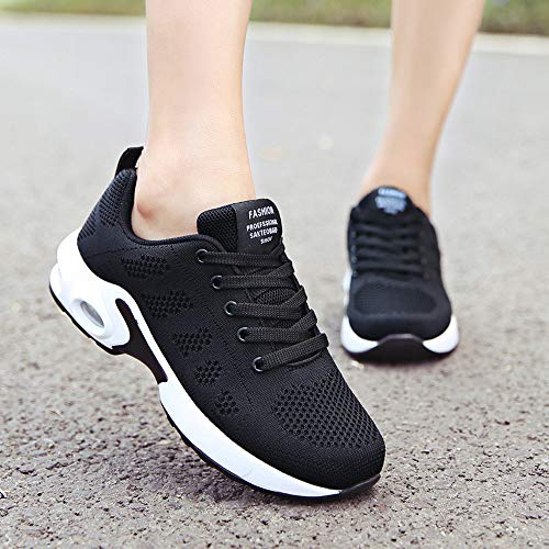 Zapatillas de Deporte Respirable para Correr Deportes Zapatos Running Cojines de Aire Calzado Mecedora Net para Estudiante Volar Zapatos Deportivas de Mujer Gimnasia Ligero Sneakers Atletismo riou