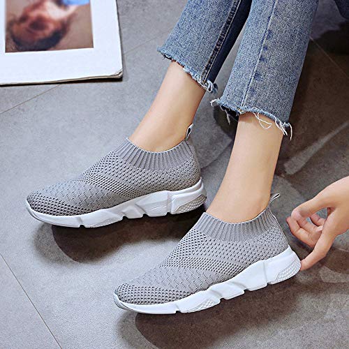 Zapatillas de Deportivos de Running para Mujer Casual en Suelas Cómodas Slip on Zapatos Deportivos para Correr al Aire Libre Calcetines Zapatos 36-41 riou