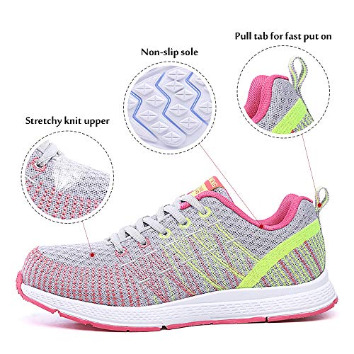Zapatillas de Deportivos de Running para Mujer Gimnasia Ligero Sneakers Gris-Amarillo 38 Zapatillas de Deportivos de Running para Mujer Gimnasia Ligero Sneakers Gris-Amarillo 38