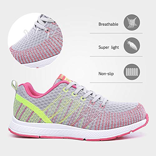 Zapatillas de Deportivos de Running para Mujer Gimnasia Ligero Sneakers Gris-Amarillo 38 Zapatillas de Deportivos de Running para Mujer Gimnasia Ligero Sneakers Gris-Amarillo 38