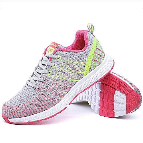 Zapatillas de Deportivos de Running para Mujer Gimnasia Ligero Sneakers Gris-Amarillo 38 Zapatillas de Deportivos de Running para Mujer Gimnasia Ligero Sneakers Gris-Amarillo 38