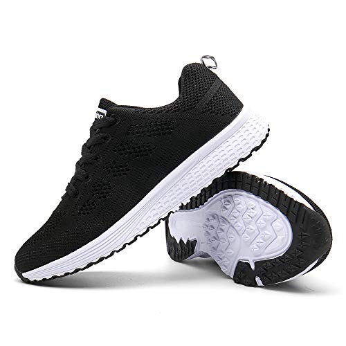 Zapatillas de Deportivos de Running para Mujer Gimnasia Ligero Sneakers Negro Azul Gris Blanco 35-40 Negro 38