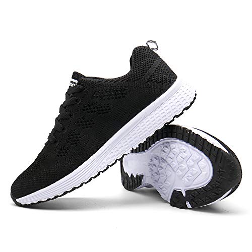 Zapatillas de Deportivos de Running para Mujer Gimnasia Ligero Sneakers Negro Azul Gris Blanco 35-40 Negro 39