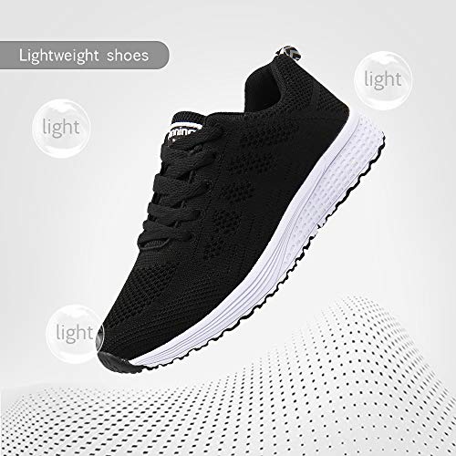Zapatillas de Deportivos de Running para Mujer Gimnasia Ligero Sneakers Negro Azul Gris Blanco 35-40 Negro 40 Zapatillas de Deportivos de Running para Mujer Gimnasia Ligero Sneakers Negro Azul Gris Blanco 35-40 Negro 40