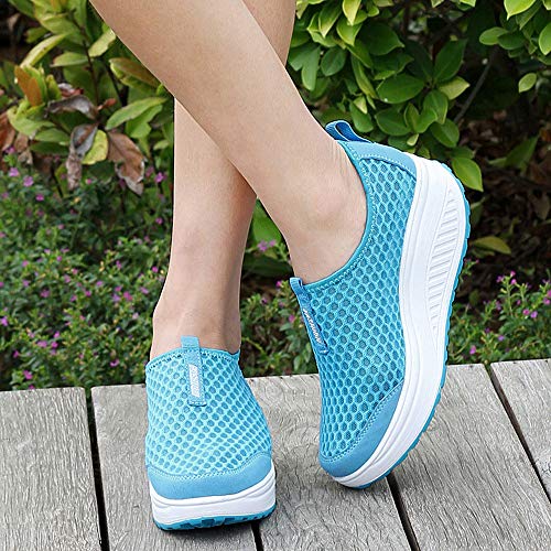 Zapatillas de Deportivos de Running para Mujer Malla Transpirable Pendiente con Suela Gruesa para Aumentar los Zapatos Casuales Running Fitness Sneakers Zapatos Mecedora riou