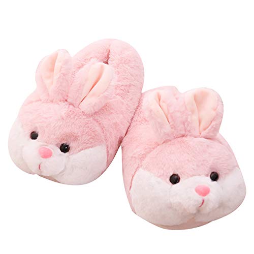 Zapatillas de Felpa Pink Piggy, Zapatos de Piso para Interiores, niñas, señoras, Cerdo de Peluche, Animales de Dibujos Animados, Invierno cálido Antideslizante Conejito de tacón Inner Sole 23.5cm