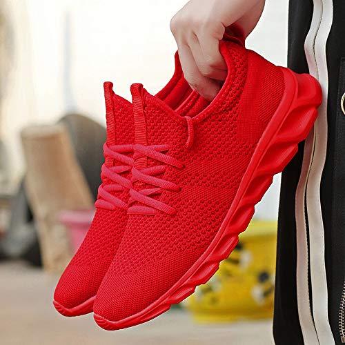 Zapatillas de Running para Hombre Casual Tenis Asfalto Zapatos Deporte Fitness Gym Correr Gimnasio Deportives Transpirables Seguridad Atlético Trekking Bambas Plataform Sneakers Rojo 43 EU