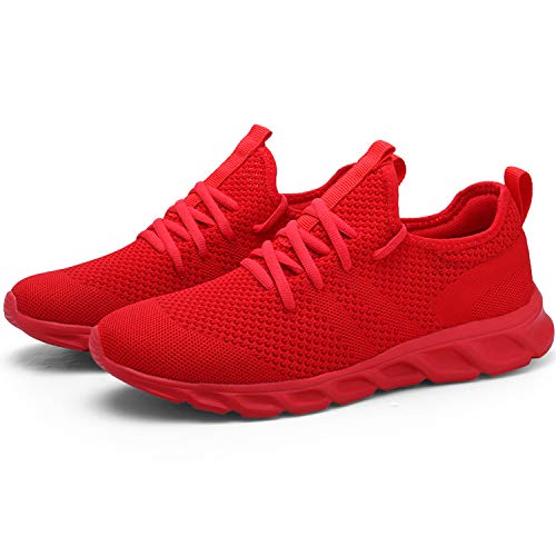 Zapatillas de Running para Hombre Casual Tenis Asfalto Zapatos Deporte Fitness Gym Correr Gimnasio Deportives Transpirables Seguridad Atlético Trekking Bambas Plataform Sneakers Rojo 43 EU