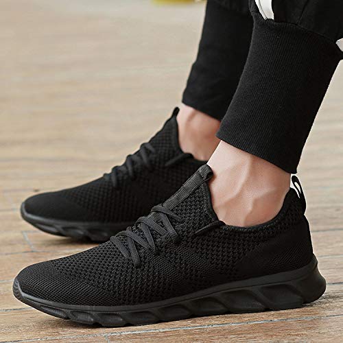 Zapatillas de Running para Hombre Casual Tenis Asfalto Zapatos Deporte Fitness Gym Correr Gimnasio Deportives Transpirables Seguridad Atlético Trekking Bambas Plataform Sneakers Negro 44 EU