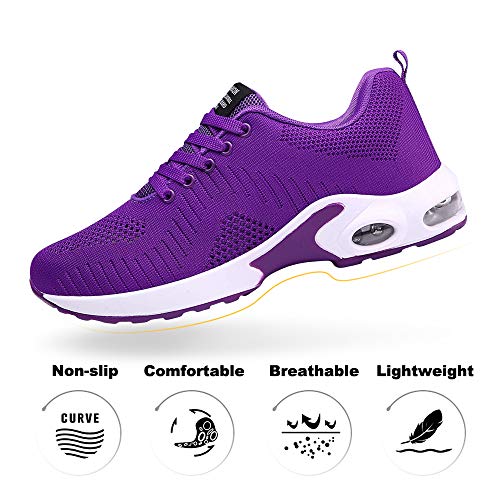 Zapatillas Deportivas de Mujer Air Cordones Zapatillas de Running Fitness Sneakers 4cm Negro Gris Rosado Púrpura Rojo Blanco Morado 42 Zapatillas Deportivas de Mujer Air Cordones Zapatillas de Running Fitness Sneakers 4cm Negro Gris Rosado Púrpura Rojo Blanco Morado 42