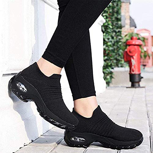 Zapatillas Deportivas de Mujer Gimnasio Zapatos Running Deportivos Fitness Correr Casual Ligero Comodos Respirable Negro Gris Morado 35-42 BK2 38 Zapatillas Deportivas de Mujer Gimnasio Zapatos Running Deportivos Fitness Correr Casual Ligero Comodos Respirable Negro Gris Morado 35-42 BK2 38